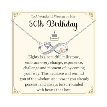 Imagem de DKKV Presentes de aniversário 30, 40, 50, 60, 70, 80 anos, para mulheres, colar e joias, Banhado a latão com ouro 18K, Zircão