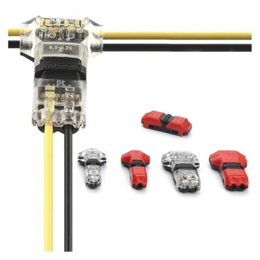 Imagem de ROUPWKWO 30 peças T-Tap Wire Cable Snap in Compact Wire Quick Splice Fiação Conector Conexões Auto Acessórios (H1 Vermelho)
