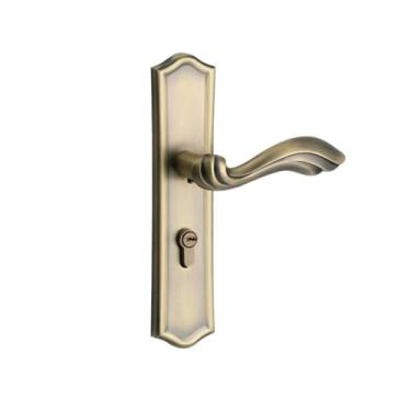 Imagem de Fechadura mecânica luz europeia luxo quarto fechadura de madeira liga de zinco silencioso casa quarto fechadura maçaneta interna (bronze tipo B)