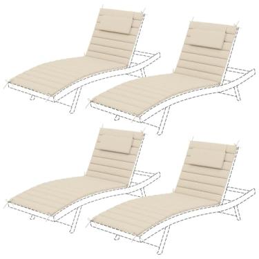 Imagem de Sundale Outdoor Conjunto de 4 almofadas acolchoadas Olefin, espreguiçadeira dobrável para pátio, resistente à água, com alças bege, 203 x 66 cm
