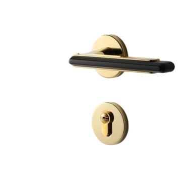 Imagem de Fechadura de porta de quarto preta para ambientes internos e silenciosos, maçaneta de porta de madeira