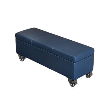 Imagem de Banqueta Para Banquinho Retangular Para Sofá Material De Couro Banco Para Troca De Sapatos Para Casa Quarto Sala De Estar Com Rodas 360 Graus(Dark blue,30x40x70cm)
