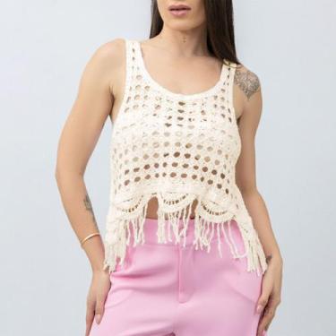 Imagem de Cropped Blusinha Feminino Tricot Modal Tendência Verão Moda Praia 2025