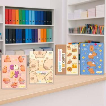 Imagem de Kit 4 Caderno Brochura 1/4 Capivara 96 Folhas Capa Dura Menina - Nova 