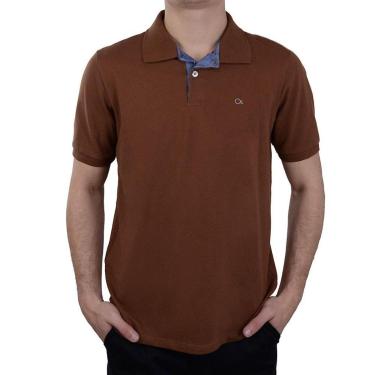 Imagem de Camisa Polo Masculina Ogochi Essencial Slim Marrom - 007490-Masculino