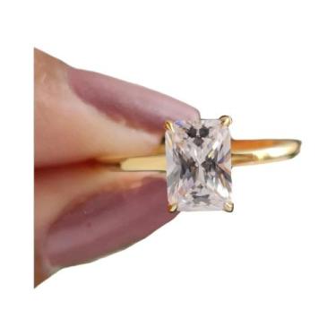 Imagem de Anel Retangular De Zircônia Em Prata Esterlina 925 Para Mulheres, Joia