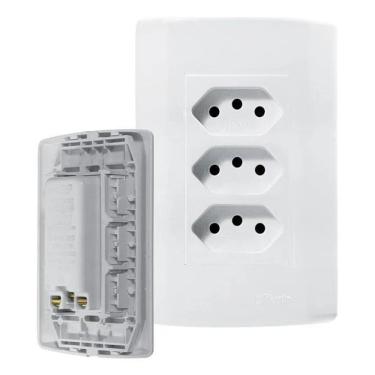 Imagem de 2X Tomada Tripla 20A Monobloco Modular Branca Fácil Instal
