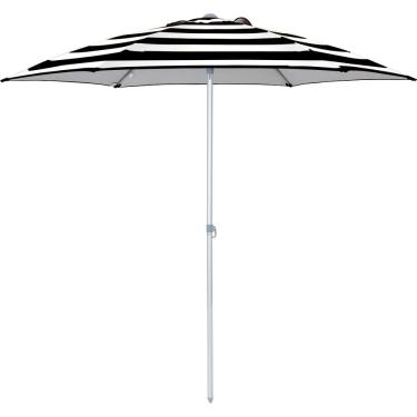 Imagem de Guarda Sol  Milagres 2,40 M Preto e Branco Listrado Alumínio Vareta Fibra Vidro 12755 Bel