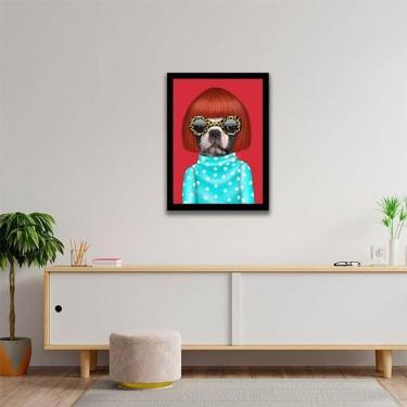 Imagem de Quadro Dog A La Rita Lee 24X18Cm - Com Vidro - Madeira Preta