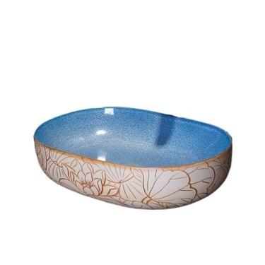 Imagem de Vessel Vanity Sink Pequeno Apartamento Banheiro Lavatório de Mão Retro Cerâmica Acima do Balcão (Bacia Única) Bancada Moderna