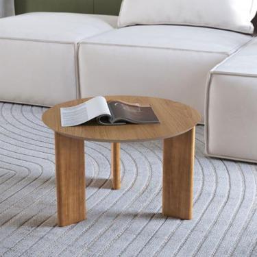 Imagem de Mesa de Centro Orgânica 60cm Chanfrada Pé Madeira Móvel na Caixa - Mve
