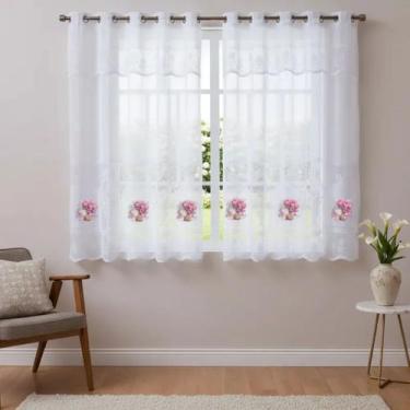 Imagem de Cortina Cozinha Renda Transfer Cozinha 2,50cm X 1,20cm Cortina - speed