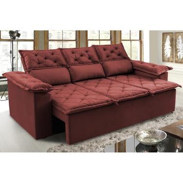 Imagem de Sofá 3 Lugares Retrátil E Reclinável Cama Inbox Compact 2,00m Velusoft Vermelho