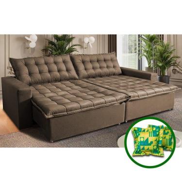 Imagem de Sofá Sem Caixa Retrátil Reclinável 2,75m Cama Inbox França Velusoft Castor