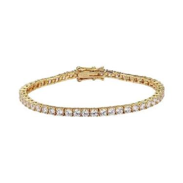 Imagem de Pulseira Tennis Feminina E Masculina De Moissanite 3mm 4mm Banhada a P