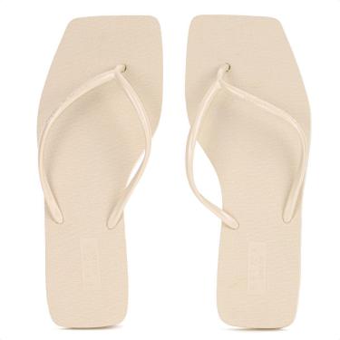 Imagem de Chinelo Brizza Arezzo Bico Quadrado Tira Slim Bege - Feminino-Feminino