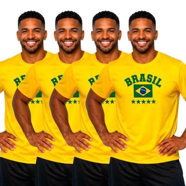 Imagem de Kit 4 Camisetas Manga Curta Masculina Estampa Brasil-Masculino