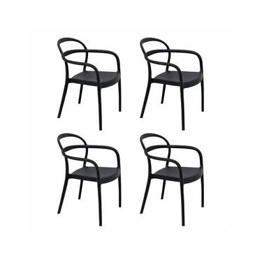 Imagem de Kit 4 Cadeiras Tramontina Sissi Eco Preto Empilhável em Polipropileno