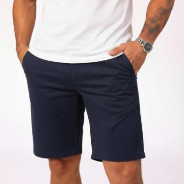 Imagem de Bermuda Esporte Fino Brim Sarja Social Jeans - Mitchell, Azul marinho,