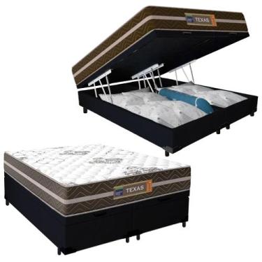Imagem de Cama Box Baú Casal Bipartido Suede + Colchão Molas Ensacadas Texas Pri