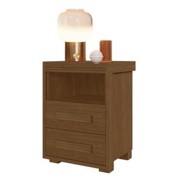 Imagem de Mesa de Cabeceira Pés Madeira 2 Gavetas Tóquio 100% MDF Legno - Barret