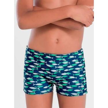 Imagem de Sunga Boxer Mash 310.87 Infantil Estampa Peixes FPS 50 Poliéster T. P/