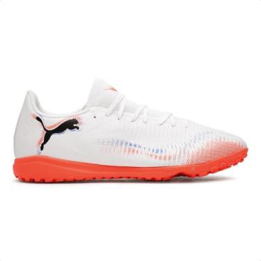Imagem de Chuteira Society Puma Future 8 Play TT Masculina, 42, Branco, Coral