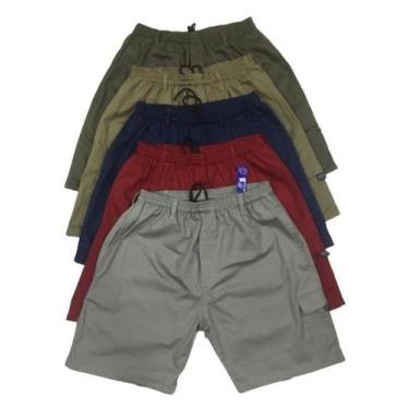 Imagem de Bermuda Tactel Reforçado Masculina Plus Size Bolso Cargo Elástico Extr