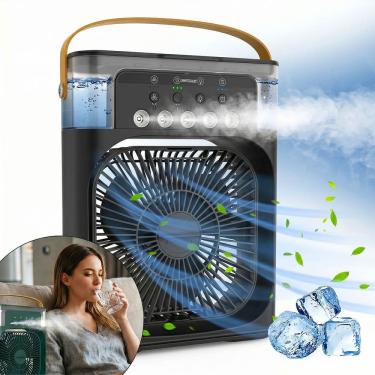Imagem de Mini Ventilador Portátil Climatizador De Mesa Suporte Água Gelo Umidificador Usb Led