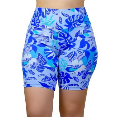 Imagem de Short de Piscina Feminino Bermuda de Praia Plus Size Estampada Uv+ Pol