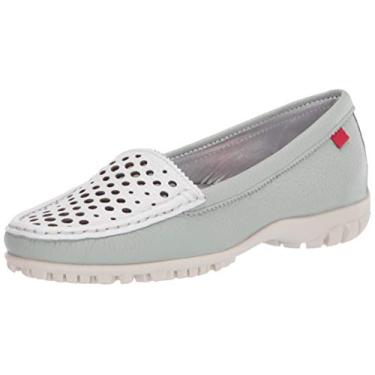 Imagem de MARC JOSEPH NEW YORK Sapato de golfe feminino de couro feito no Brasil luxuoso com gáspea verporada, Menta/branco, 5.5