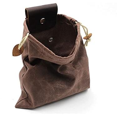 Imagem de MAOGEAR Bolsa de forrageamento, bolsa de forrageamento de cogumelos encerada, impermeável, pequena bolsa de couro, bolsa de caça, pochete para treinamento de cães Bushcraft (marrom)