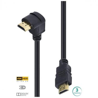 Imagem de Cabo Hdmi 2.0 4K Ultra Hd 3D Conexao Ethernet Com 01 Conector 90º 3 Metros - H2090-3