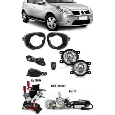 Imagem de Kit Farol de Milha Neblina Renault Sandero 2007 2008 2009 2010 2011 + Kit Xenon 6000K 8000K ou Kit Lâmpada Super LED 6000K
