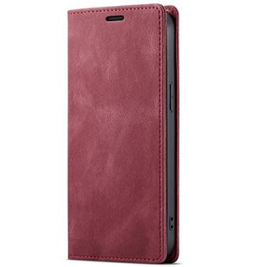 Imagem de GSYH Capa carteira para iPhone 13 Mini/13/13 Pro/13 Pro Max, Capa flip magnética de couro PU com capa interna de proteção TPU à prova de choque com bloqueio de RFID, Vermelho, 13 Mini 5,4 polegadas