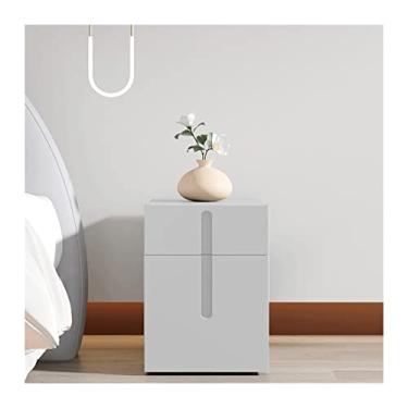 Imagem de Mesas de apoio para cama, armário pequeno ultra estreito, quarto, armário de cabeceira, textura flexível, superfície de pintura, mesinhas de cabeceira para quarto (cor: branco, comprimento: 40 cm)