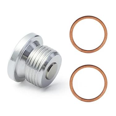 Imagem de UTSAUTO Plugue magnético de drenagem de óleo do motor M18 x 1,5 Porca de drenagem magnética de motor de alumínio Plugue de drenagem de óleo magnético para Porsche 911 986 996 997 Boxster Cayman