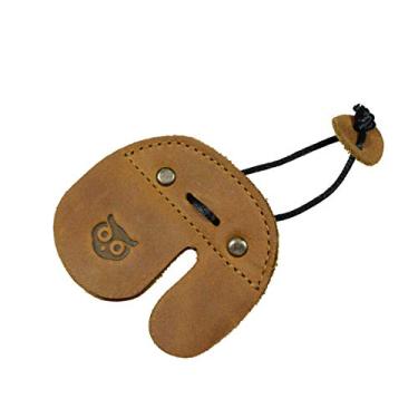 Imagem de Oculto e bebida, aba de dedo de arco de mão esquerda de couro, laço recurvo, protetor de dedo esquerdo, feito à mão Inclui garantia de 101 anos: Mogno de malte único