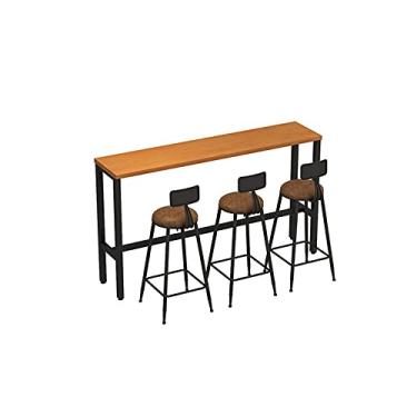 Imagem de KIZQYN Mesa de bar combinação de mesa e cadeira varanda mesa longa mesa alta comercial contra a parede mesa de bar em casa conjunto de mesa de pub (tamanho: 160 * 40 * 105 cm)