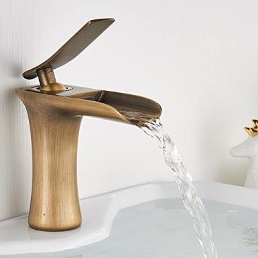 Imagem de Torneira misturadora para lavatório de água quente e fria Pia de banho Guindaste de água para banheiro Torneiras para lavatório em cromo branco Cachoeira Torneira de banheiro com alça única,