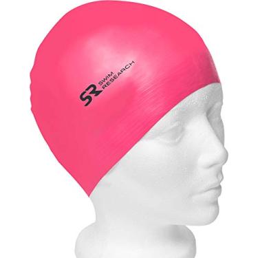 Imagem de Touca de natação de látex sólido durável da Swim Research, Neon Pink-3PK
