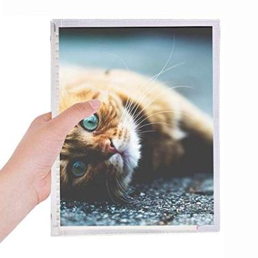 Imagem de Caderno com fotografia de gato olho azul puro animal folha solta diário recarregável artigos de papelaria
