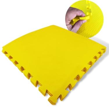 Imagem de Kit 8 Tapete EVA Infantil Tatame Bebe Criança Placa de 50x50cm 10mm Área de 2m² Diversas Cores Brinquedoteca Atividades Amarelo