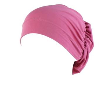 Imagem de Gorros de turbante elástico feminino hijab boné sob cachecol turbante chapéus muçulmanos headwrap boné gorros headwear undercap, Rosa escuro, M