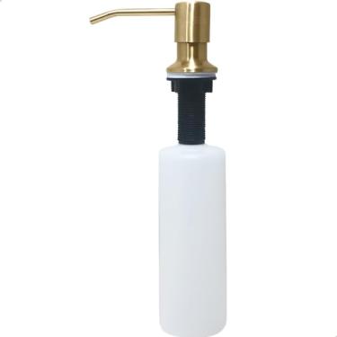 Imagem de Dona D Cor, Dispenser Detergente Dourado Ouro Gold Inox 350ml De Embutir Pia Bancada Cozinha Porta Sabonete Liquido Dosador Aço Inox Escovado Gold