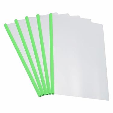 Imagem de PATIKIL Capas de relatório transparentes com barra deslizante, 10 peças de capas de currículo com aderência deslizante de 10 mm, capacidade de 75 folhas, pastas de apresentação A4 para arquivo, verde