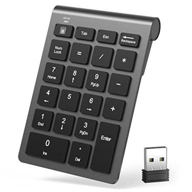 Imagem de LIANGSTAR Teclado numérico sem fio, 22 teclas, extensões de teclado portátil com receptor USB de 2,4 GHz para entrada de dados de contabilidade financeira de 10 teclas, Surface Pro, laptop, desktop,