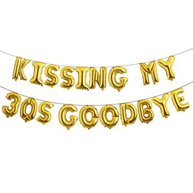 Imagem de Kissing My 30s Goodbye Decorations Kissing My 30s Goodbye Banner Balloons 40th Birthday Balloon Dirty 40 Balloon (30S GOODBYE Gold)