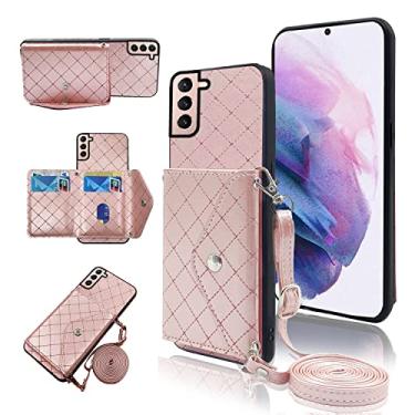Imagem de Furiet Capa carteira compatível com Samsung Galaxy S24 Plus S24+ 5G com alça de ombro transversal e suporte de couro para cartão de crédito, acessórios para celular para S24plus 24S + S 24 24+ rosa