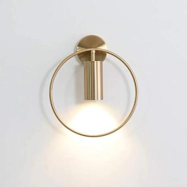 Imagem de Luminária interna moderna de parede LED para corredor de varanda de loft de quarto, arandela de lâmpada de parede de metal com ângulo ajustável com lâmpada, dourada, luz branca de 38 cm
